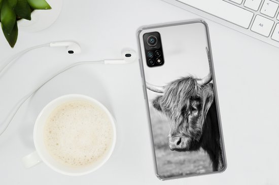 Coque Xiaomi Mi 10T 5G - Scottish Highlander - Animaux - Zwart - Wit - Étui de téléphone en Siliconen