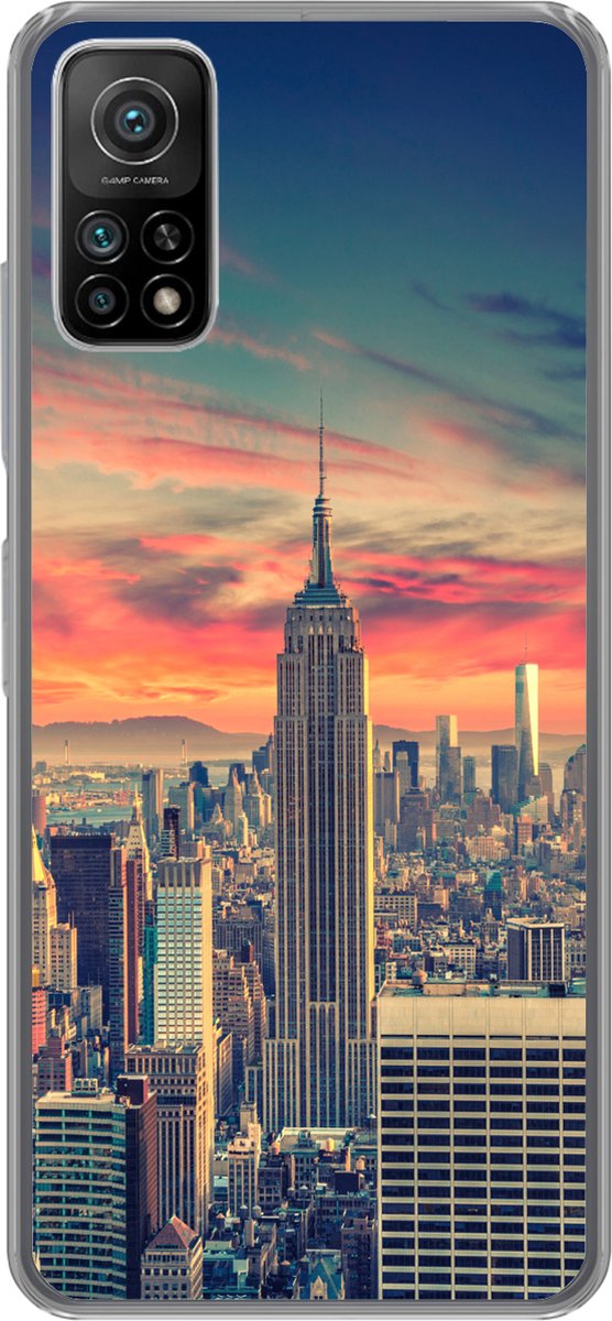 Telefoonhoesje Geschikt voor Xiaomi Mi 10T 5G hoesje - New York - Manhattan - Empire State Building - Siliconen Telefoonhoesje Telefoonhoesje