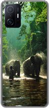 Geschikt voor Xiaomi 11T Pro hoesje - Olifant - Water - Bomen - Groen - Dieren - Siliconen Telefoonhoesje