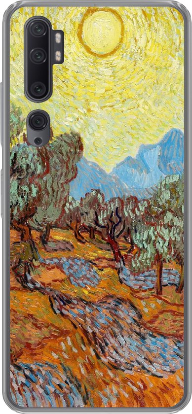 Telefoonhoesje Geschikt voor Xiaomi Mi Note 10 Pro hoesje - Olijfbomen met gele hemel en zon - Vincent van Gogh - Siliconen Telefoonhoesje Telefoonhoesje