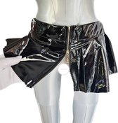 Sexy latex look rok met rits zwart - Rok