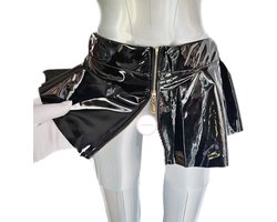 BamBella® - Minirok - S M - LATEX en stof Ultra korte rok - - Sexy Erotische dames fetish kleding -