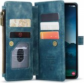 CaseMe C30 Hoesje Geschikt voor Samsung Galaxy S24 | Wallet Zipper Book Case met Pasjeshouder | Beschermhoes met Portemonnee | Blauw