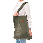 ByKay Mom Bag Ribstof - Gevoerde Luiertas met Druksluiting - Stevig, Zacht & Wasbaar - 40x47cm Shopper Formaat - Geschikt voor Laptop tm 15" - Moss Green