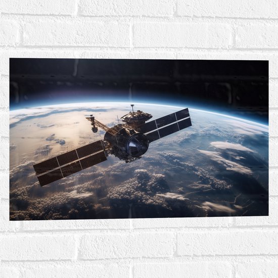 Muursticker - Aarde - Planeet - Heelal - Ruimteschip - 60x40 cm Foto op Muursticker