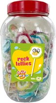 Lollywood rock lollies - snoep - 100 stuks (fruit- & bloemtekening) in display tubo