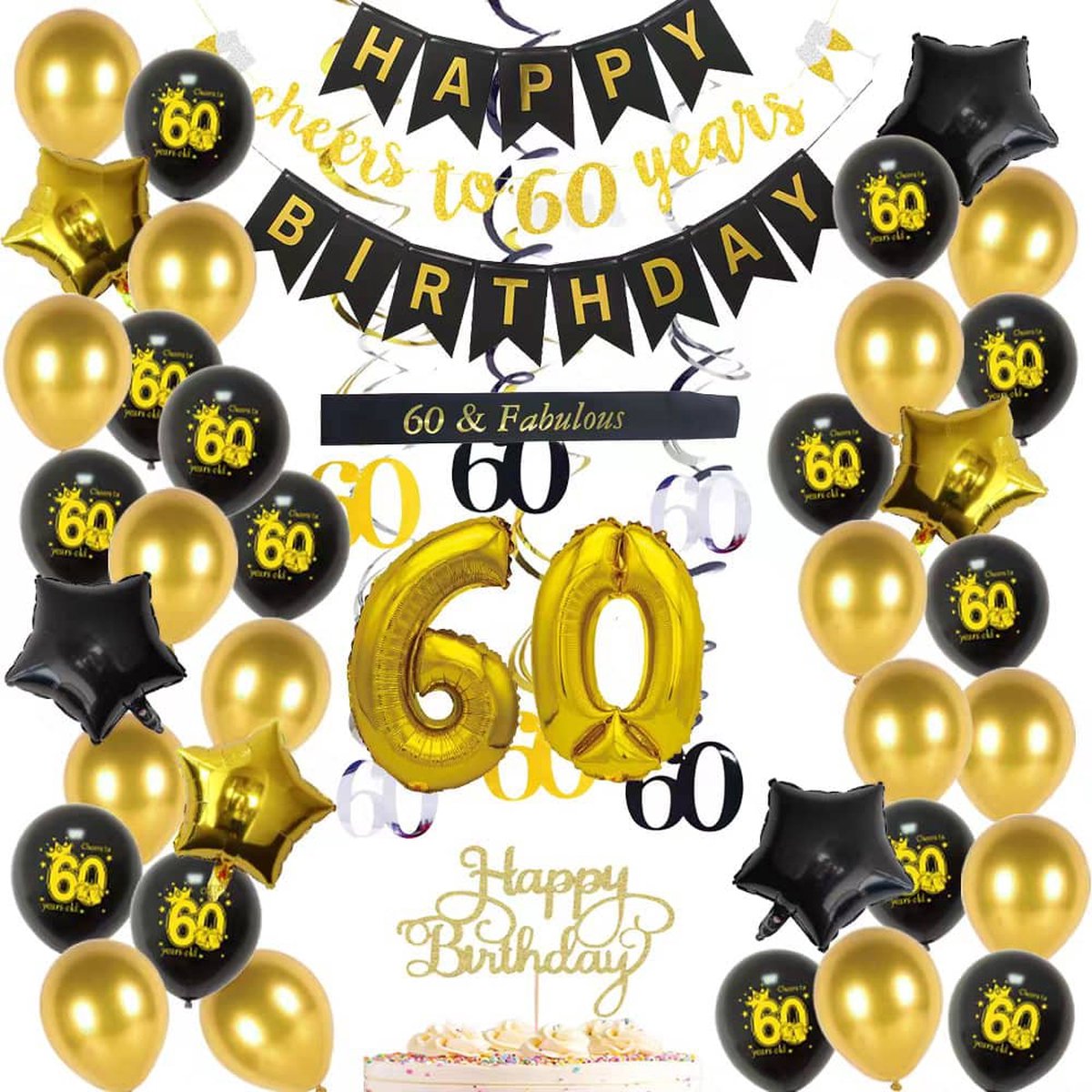 Décoration anniversaire 60 ans - guirlande joyeux anniversaire