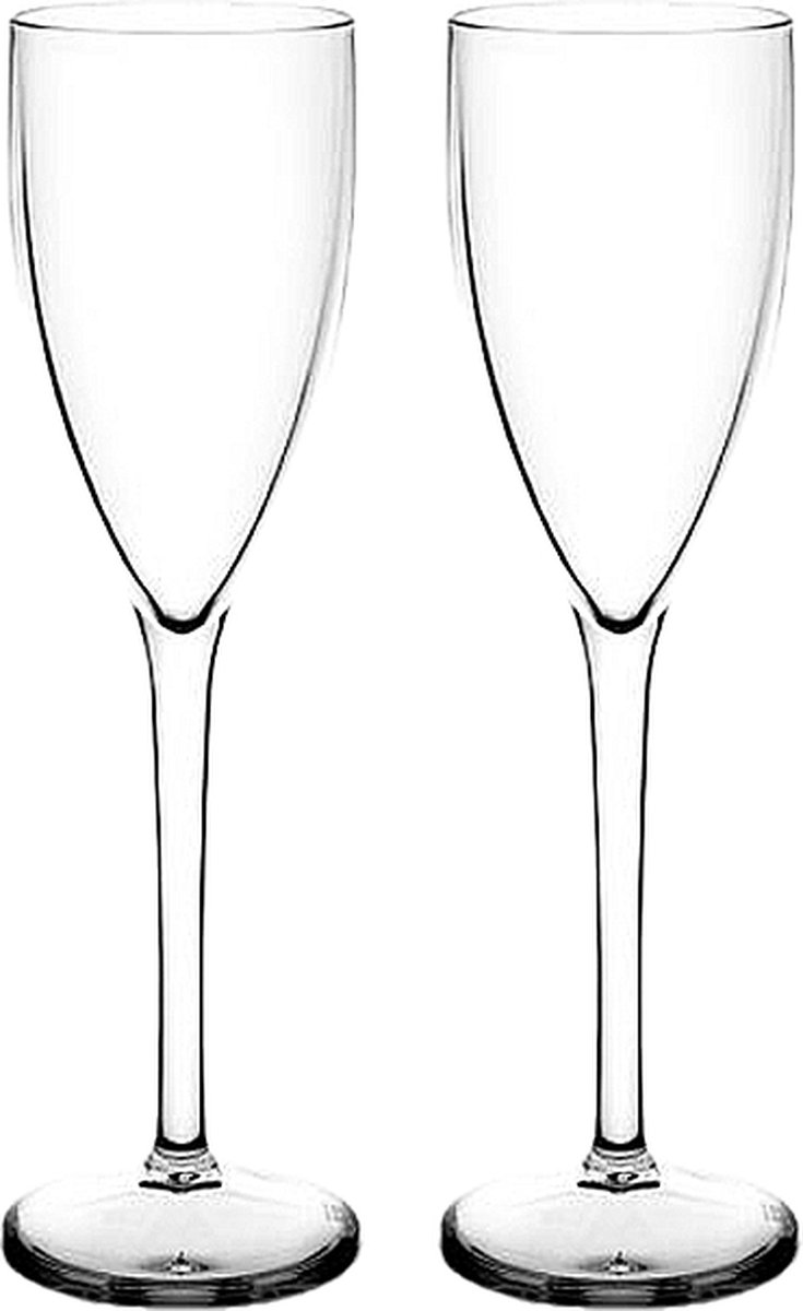 RBDRINKS Champagneglazen - Champagneglazen Plastic - Kunststof Champagneglazen - Kunststof Glazen - Plastic Glazen - 15cl - Transparant - 2 Stuks