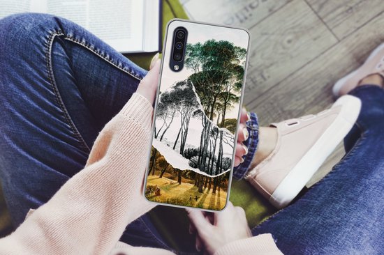 Coque Samsung Galaxy A30s - Pins parasols paysage italien - Art - Hendrik Voogd - Peinture - Zwart et blanc - Maîtres anciens - Coque de téléphone en Siliconen