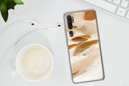 Coque Xiaomi Mi Note 10 - Peinture - Beige - Wit - Coque de téléphone en Siliconen