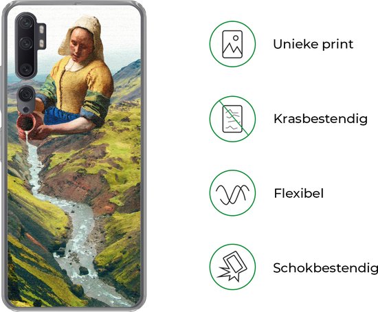 Coque Xiaomi Mi Note 10 - Melkmeisje - Nature - Vermeer - Coque de téléphone en Siliconen