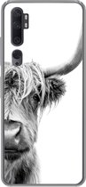 Geschikt voor Xiaomi Mi Note 10 Pro hoesje - Schotse hooglander - Dieren - Zwart - Wit - Siliconen Telefoonhoesje