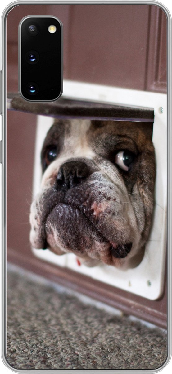 Telefoonhoesje Geschikt voor Samsung Galaxy S20 hoesje - Hond - Grappig - Kattenluik - Kinderen - Jongens - Meisjes - Kids - Siliconen Telefoonhoesje Telefoonhoesje