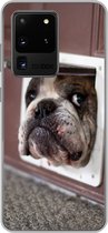 Geschikt voor Samsung Galaxy S20 Ultra hoesje - Hond - Grappig - Kattenluik - Kinderen - Jongens - Meisjes - Kids - Siliconen Telefoonhoesje