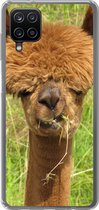 Geschikt voor Samsung Galaxy A12 hoesje - Alpaca - Gras - Haar - Siliconen Telefoonhoesje