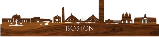 Skyline Boston Palissander hout - 80 cm - Woondecoratie - Wanddecoratie - Meer steden beschikbaar - Woonkamer idee - City Art - Steden kunst - Cadeau voor hem - Cadeau voor haar - Jubileum - Trouwerij - WoodWideCities