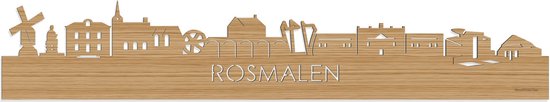 Skyline Rosmalen Bamboe hout - 80 cm - Woondecoratie - Wanddecoratie - Meer steden beschikbaar - Woonkamer idee - City Art - Steden kunst - Cadeau voor hem - Cadeau voor haar - Jubileum - Trouwerij - WoodWideCities