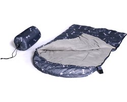 Dogs&Co® Slaapzak voor de hond Grijs met "BONE" print - Hondenslaapzak - 115cm lengte - in handige opbergtas