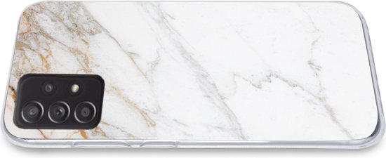 Telefoonhoesje Geschikt voor Samsung Galaxy A53 5G hoesje - Marmer print - Steen - Wit - Goud - Marmer printlook - Steen - Luxe - Siliconen Telefoonhoesje Telefoonhoesje
