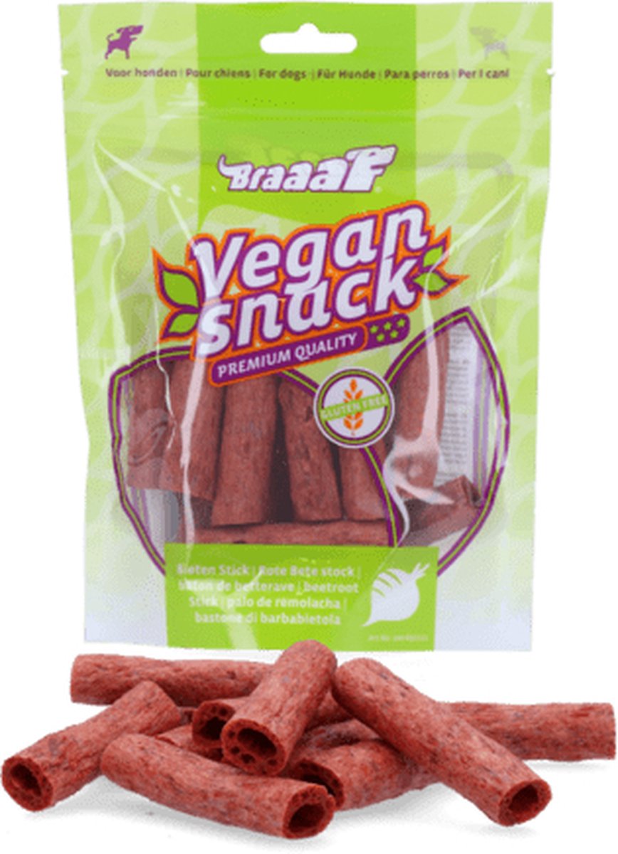 Braaaf Hondensnack Vegan Stick 6cm Rode Biet 80g