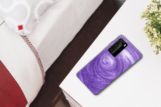 Coque Huawei P40 Pro - Texture pailletée violette dans un tourbillon - Coque de téléphone en Siliconen