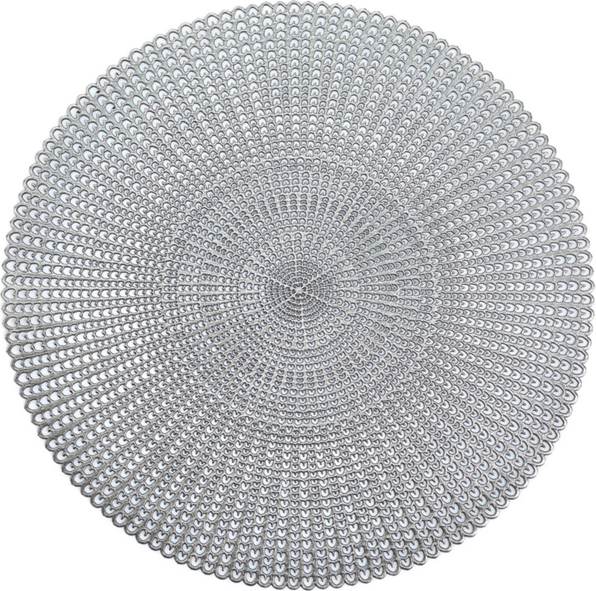 Zeller Placemats- rond - zilverkleurig - met geponste gaatjes - Dia 41 cm