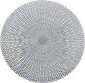 1x Ronde placemats zilver geponste gaatjes 41 cm - Tafeldecoratie - Borden onderleggers van kunststof