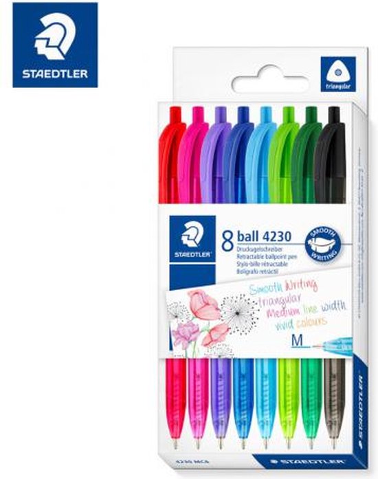 STAEDTLER Stylo à bille rétractable ball 4230 M, étui de 8 - Stylo