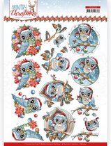 3D Cutting Sheet - Yvonne Creations - Wintry Christmas - Christmas Owls 10 stuks
