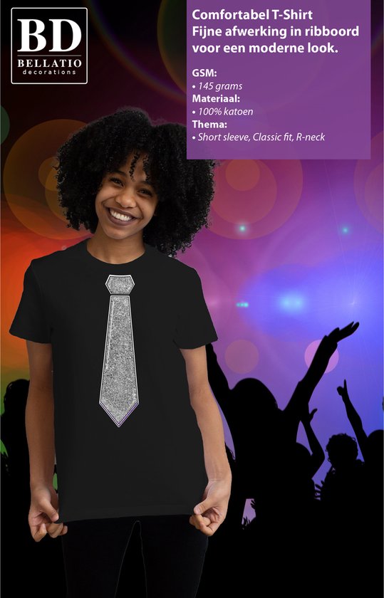 Bellatio Decorations Chemise de ville pour dames - cravate pailletée argentée - rose clair - carnaval - bad party XS