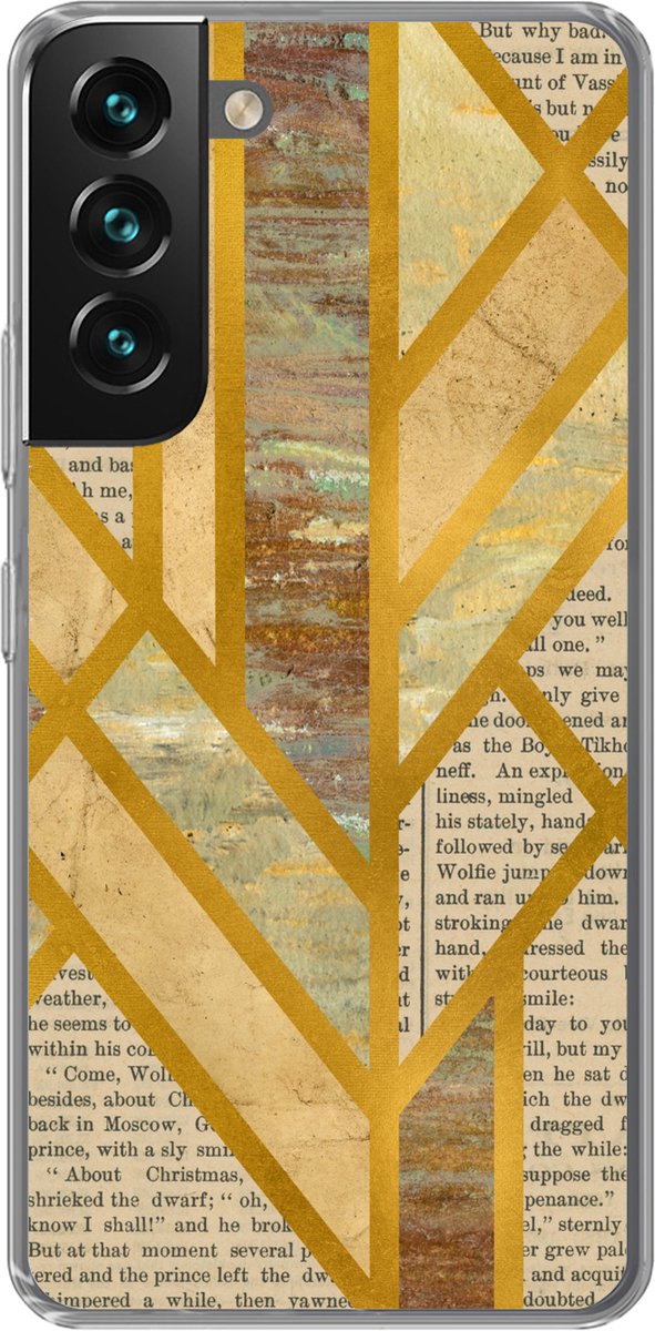 Telefoonhoesje Geschikt voor Samsung Galaxy S22 Plus hoesje - Goud - Marmer print - Vintage - Siliconen Telefoonhoesje Telefoonhoesje