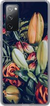 Geschikt voor Samsung Galaxy S20 FE hoesje - Boeket - Stilleven - Bloemen - Planten - Rood - Siliconen Telefoonhoesje