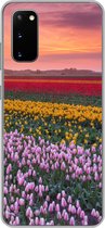 Geschikt voor Samsung Galaxy S20 hoesje - Paarse tulpen in Nederland - Siliconen Telefoonhoesje