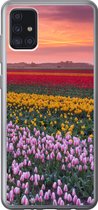 Geschikt voor Samsung Galaxy A52 5G hoesje - Paarse tulpen in Nederland - Siliconen Telefoonhoesje