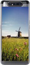 Geschikt voor Samsung Galaxy A80 hoesje - Een molen met bloemen - Siliconen Telefoonhoesje