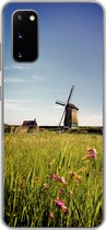 Geschikt voor Samsung Galaxy S20 hoesje - Een molen met bloemen - Siliconen Telefoonhoesje