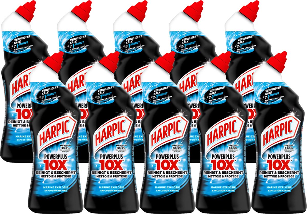 Harpic Toiletreiniger PowerPlus Marine Explosie - 10 x 750ml - Voordeelverpakking