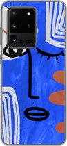 Geschikt voor Samsung Galaxy S20 Ultra hoesje - Gezicht - Blauw - Abstract - Siliconen Telefoonhoesje