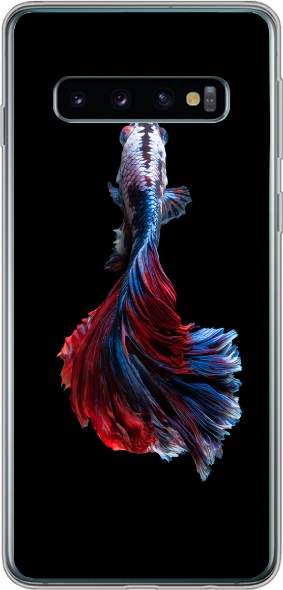 Telefoonhoesje Geschikt voor Samsung Galaxy S10 hoesje - Vis - Staart - Zwart - Siliconen Telefoonhoesje Telefoonhoesje