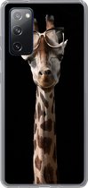Geschikt voor Samsung Galaxy S20 FE hoesje - Giraffe - Bril - Zwart - Siliconen Telefoonhoesje