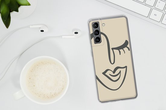 Coque Samsung Galaxy S21 - Femme - Visage - Art - Siliconen