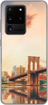 Geschikt voor Samsung Galaxy S20 Ultra hoesje - New York - Brooklyn - Bridge - Zonsondergang - Siliconen Telefoonhoesje