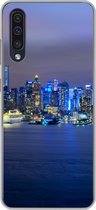 Geschikt voor Samsung Galaxy A50 hoesje - New York - Skyline - Nacht - Siliconen Telefoonhoesje
