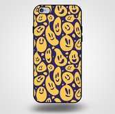 Smartphonica Telefoonhoesje voor iPhone 6/6s met smiley opdruk - TPU backcover case emoji design - Paars Geel / Back Cover geschikt voor Apple iPhone 6/6s