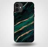 Smartphonica Telefoonhoesje voor iPhone 11 met marmer opdruk - TPU backcover case marble design - Groen Goud / Back Cover geschikt voor Apple iPhone 11
