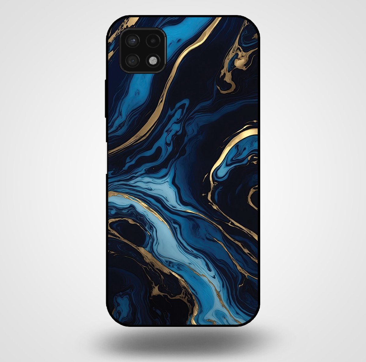 Smartphonica Telefoonhoesje voor Samsung Galaxy A22 5G met marmer opdruk - TPU backcover case marble design - Goud Blauw geschikt voor Samsung Galaxy A22 5G