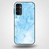 Smartphonica Telefoonhoesje voor Samsung Galaxy A34 5G met marmer opdruk - TPU backcover case marble design - Lichtblauw / Back Cover geschikt voor Samsung Galaxy A34 5G