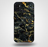 Smartphonica Telefoonhoesje voor OPPO A53 met marmer opdruk - TPU backcover case marble design - Goud Zwart / Back Cover geschikt voor Oppo A53