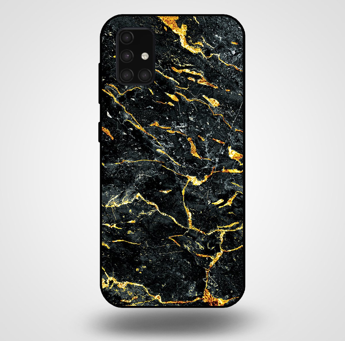 Smartphonica Telefoonhoesje voor Samsung Galaxy A71 4G met marmer opdruk - TPU backcover case marble design - Goud Zwart geschikt voor Samsung Galaxy A71 4G