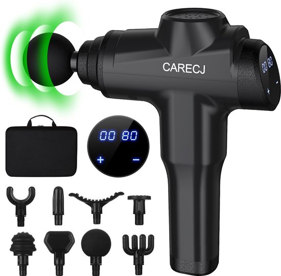 Handmassageapparaat Massage Gun 9600 RPM met 8 Massagekoppen - Handmassageapparaat - €103,83